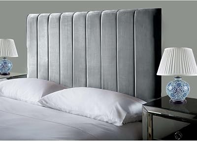 Portland Lined Headboard 24" H Silver Velvet for Divan Beds 3FT Single