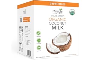 MIRACLE PALM Organic Coconut Milk - 1.35 Gallon (173.46 Fl Oz) No Guar Gum, No Preservatives, Gluten Free, Vegan & Kosher Unsweetend Coconut Milk - 18% (Pack of 1)