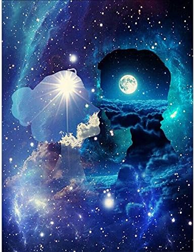 DIY 5D Full Circular Diamonds Embroidery Diamond Painting Cross Stitch Kits Fantasy Star Couples Diamond Mosaic Home Decoration (40x30cm)
