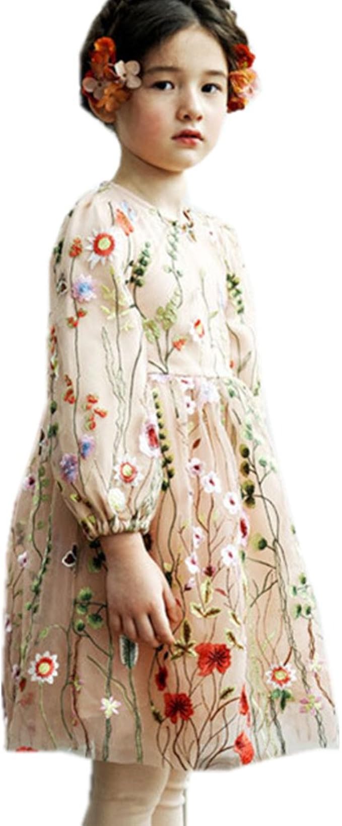floral embroidered tulle dress