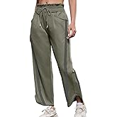 MOONICAT Track Pants Women Barrel Pants Baggy Wide Leg Drawstring Elastic Casual Workout Y2K Contrast Color Pant Pant