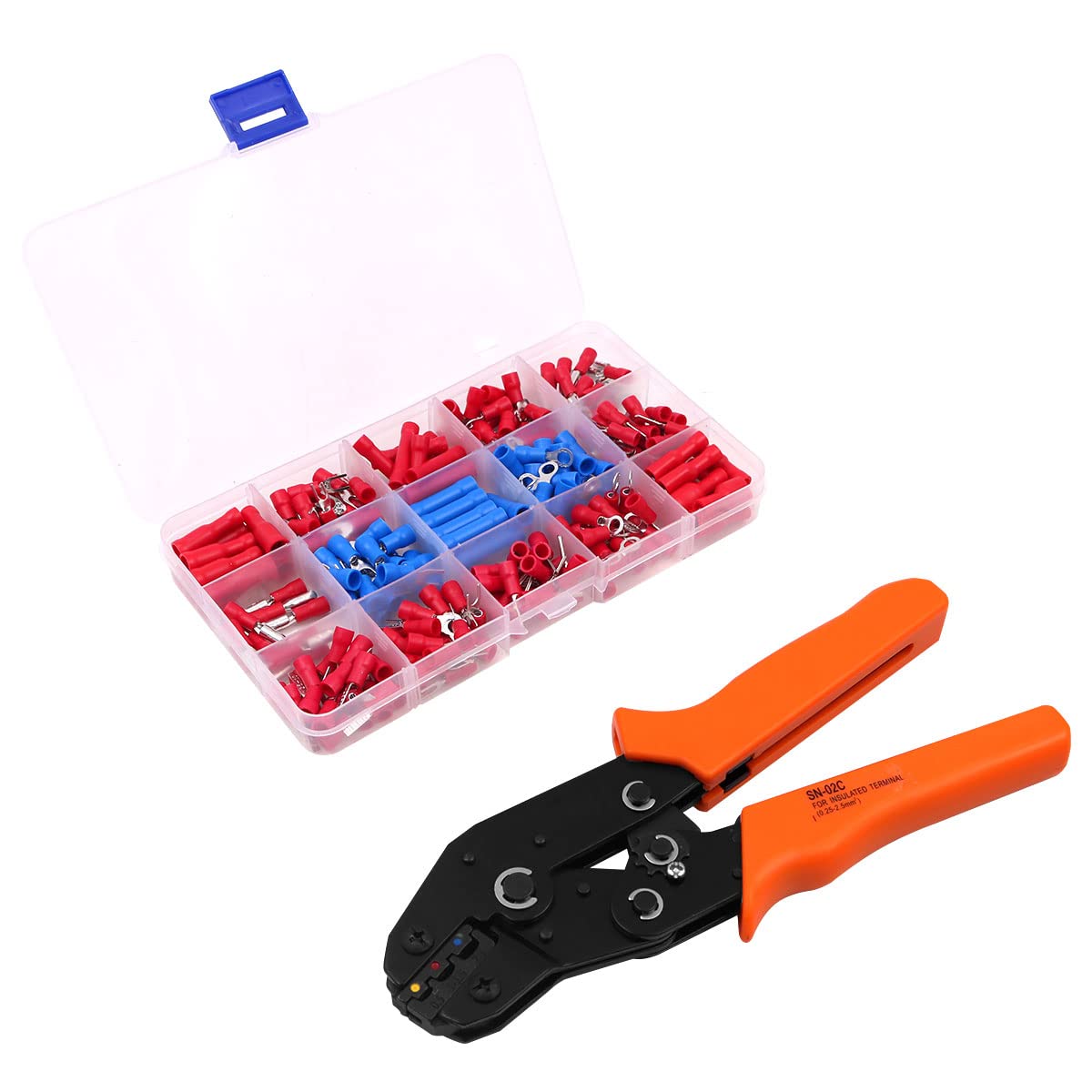 ZONADAH Ferrule Crimper Tool, Ratcheting Insulated Terminal Pliers, AWG 23–13 (0.25–2.5mm²), Brown Handle, Includes 240 Wire Connectors, Cable Crimping Kit