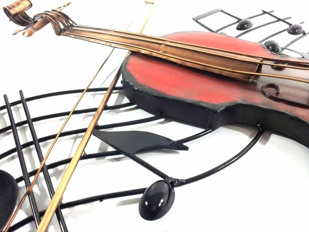 BWA New Contemporary Metal Wall Art Picture Or Sculpture - Violin Music Swirl, Red, 51L x 4W cm - Image 4