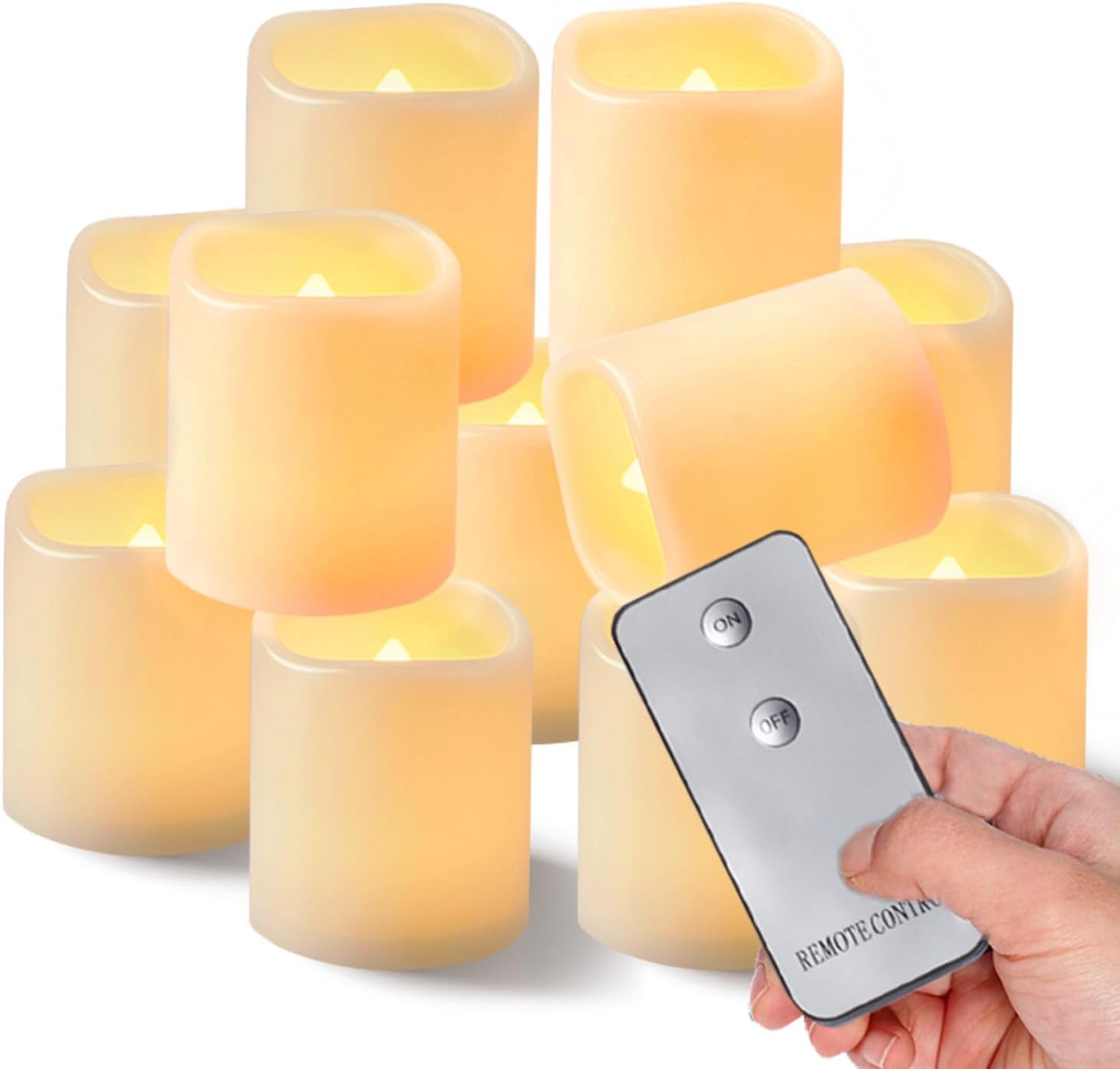 Lighting - Homemory Flameless Votive Candles with Remote, 12Pack Flickering Battery Operated LED Tealight Candles, Realistic Fake Candle for Wedding, Halloween, Christmas Decor(Warm Yellow, Battery Included)