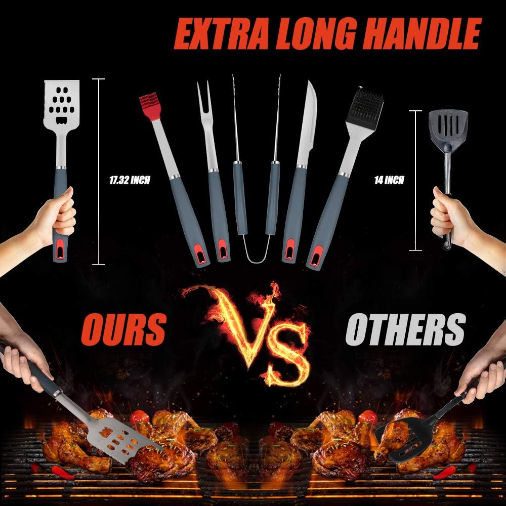 EUHOME Grilling Accessories BBQ Grill Tools Set Heavy Duty Utensils 31 PCS Set, Thick Stainless Steel Utensils for Smoker, Camping, Kitchen, Barbecue with Nylon Carry Bag Great Gift Christmas for Men : Garden & Outdoor