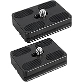 Regetek Aluminum PU-50 Quick Release Plate with 1/4" Screw, Universal Slide-in 50mm*38mm QR Plate for Manfrotto Arca Swiss Benro Acratech Kirk Wimberley Gitzo RRS Markins SUNWAYFOTO SIRUI(Pack of 2)