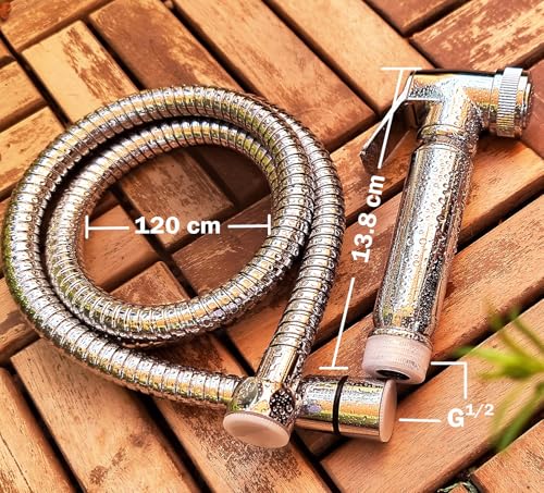 Aishini Handheld Toilet Bidet Sprayer - Shattaf Set, Jet Spray with Easy Installation, Muslim Shower for Feminine wash, Baby Cloth Diaper, Personal Hygiene, 120cm Stainless Steel Hose Pipe, Chrome