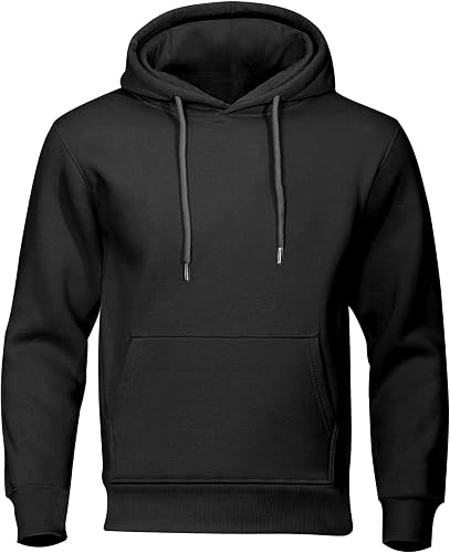 Mens Hoodies Lightweight Fashion Fleece Lined Hooded Sweatshirt Long Sleeve Gym Casual Pullover with Kangaroo Pocket