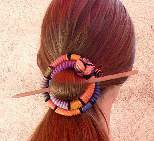 Thick hair barrette Ethnic slide for women Geometric bun holder Stick Fascinator Round Shawl brooch