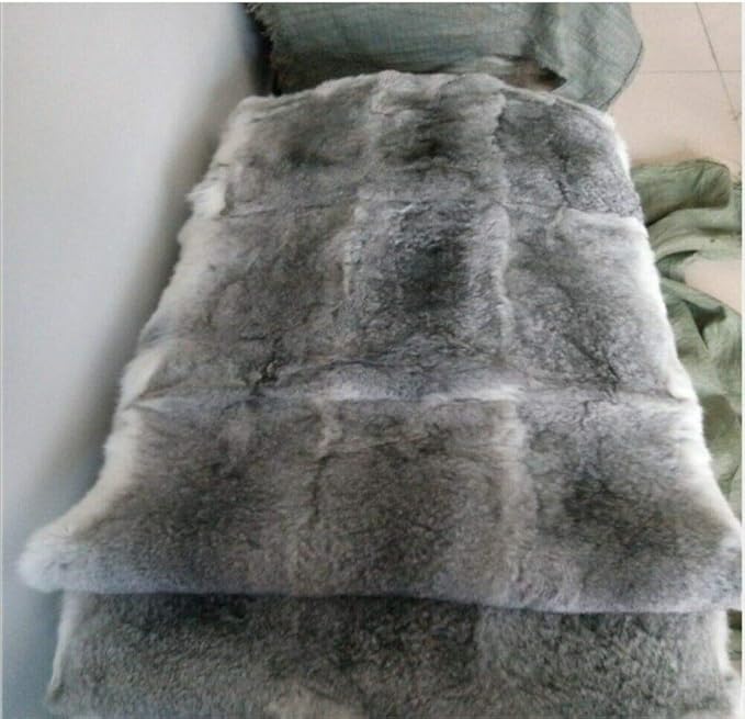 yingda1992 Genuine Rabbit Fur Throw Blanket Real Furry Fur