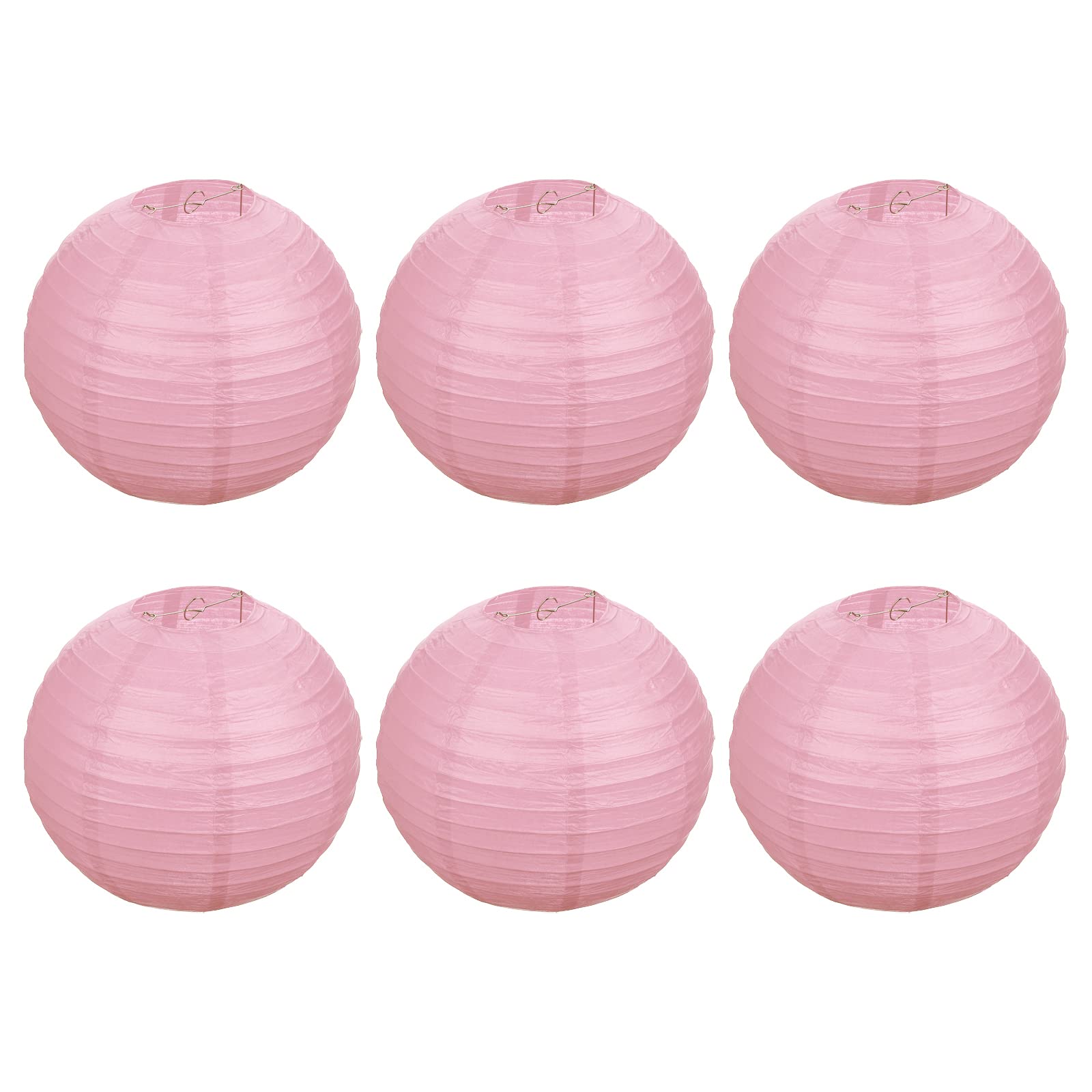 PATIKIL 12 Inch Paper Lanterns, 6 Pack Round Folding Hanging Lamp Shade for Wedding Home Party Festival Celebration, Pink