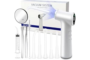 CAKRNPS Electronic Tonsil Stone Vacuum Removal Kit with Built-in LED Light & 6 Levels Suction, Tonsil Stone Remover 10 PCS - Shadowless Nozzles, Tweezers, Tough Plate, Swabs, 5X Magnifying Mirror