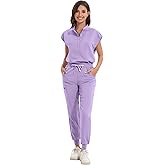 GGEH Scrub for Women Set - Stretch Scrub Top & Jogger Pants Mandarin Collar Anti-Wrinkle Scrub Suit Medical Uniform