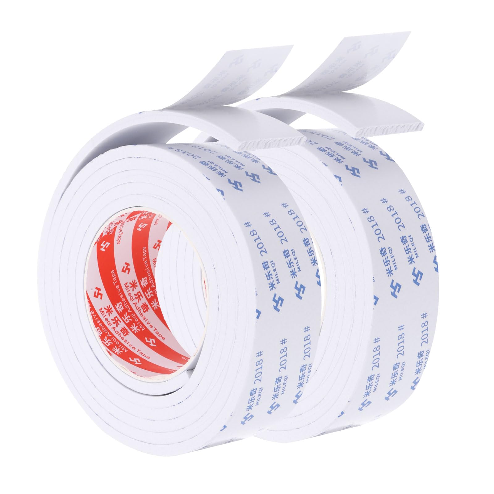 PATIKIL 2m/6.6ft Sealing Foam Tape, 2 Pack 4.5cm Wide 5mm Thick Single Sided Weather Stripping Door Seal Strip for Window Door Insulation, White