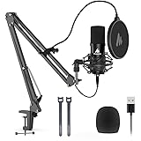 USB Microphone, MAONO 192KHZ/24Bit Plug & Play PC Computer Podcast Condenser Cardioid Metal Mic Kit with Professional Sound C