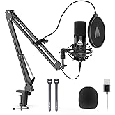 USB Microphone, MAONO 192KHZ/24Bit Plug & Play PC Computer Podcast Condenser Cardioid Metal Mic Kit with Professional Sound C
