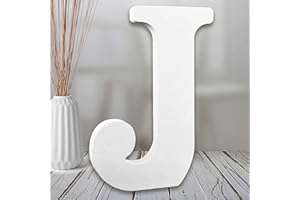 AOCEAN 8 Inch White Wood Letters, Unfinished Wooden Letters for Wall MAGA Decorative Standing Letters Slices Sign Board Decoration for Craft Home Party Projects (J)