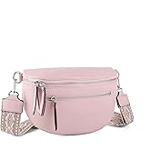 KUNGFUMA Crossbody Fanny Packs for Women Sling Bags with Coin Purse Bumbag Vegan Leather Belt Bag Chest Purse for Travel (Pink)