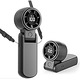 TriPole Portable Handheld Turbo Fan with Digital Display, 3-IN-1 Rechargeable Mini Travel Fan, Battery Operated, 190° Foldable for Desk & Neck, High Speed Personal Cooling Fans for Outdoor Trip Beach