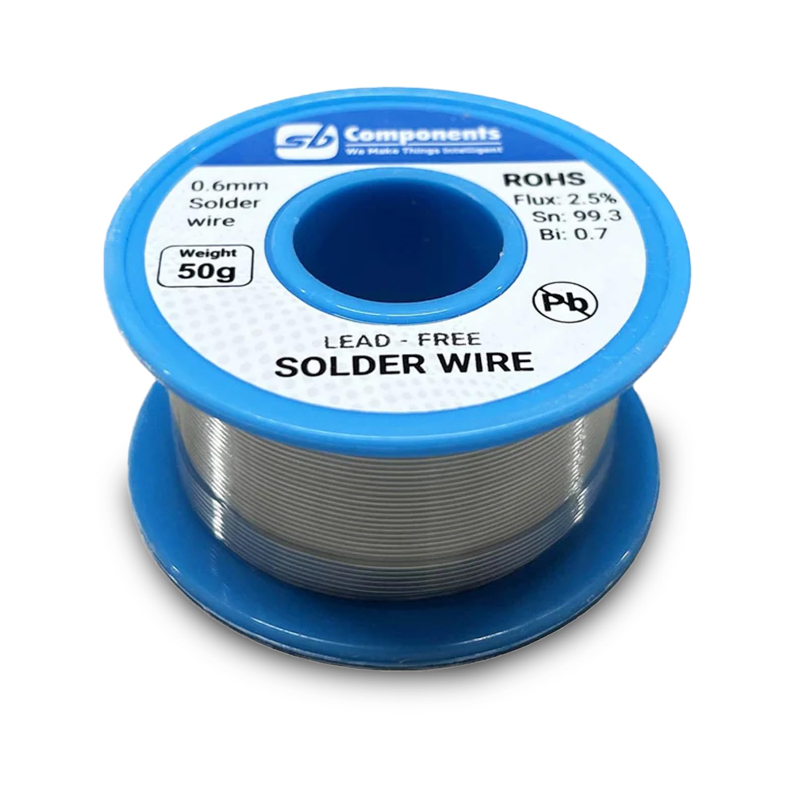 sb components Solder Wire Lead Free Sn99.3 Cu0.7 with Rosin Core for Electrical Soldering 0.6mm Lead Free Solder Wire (Weight 50g/1.76oz)