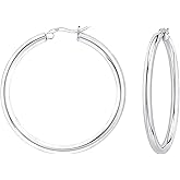 Savlano 925 Sterling silver 4MM Round Hoop Earrings for Women & Men Comes in 20MM-60MM with a Gift Box
