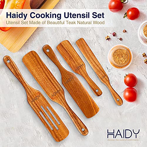 HAIDY Pure Teak Wood Smooth Spurtle Set, Thermal Resistant Wooden