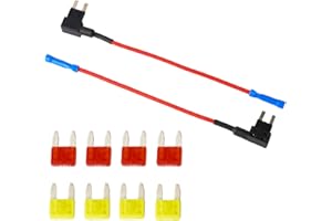 TANGYINRD Mini Blade Fuse Holder Fuse with 10A, 20A Fuse - Tap 12V Car Add-a-Circuit Fuse TAP Adapter with Mini Blade Fuse （2 Sets）