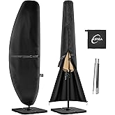 Kipiea Patio Umbrella Cover for 7'-11.5' Offset Umbrella, Upgraded 600D Heavy Duty Outdoor Umbrella Covers with Support Pole and Zipper