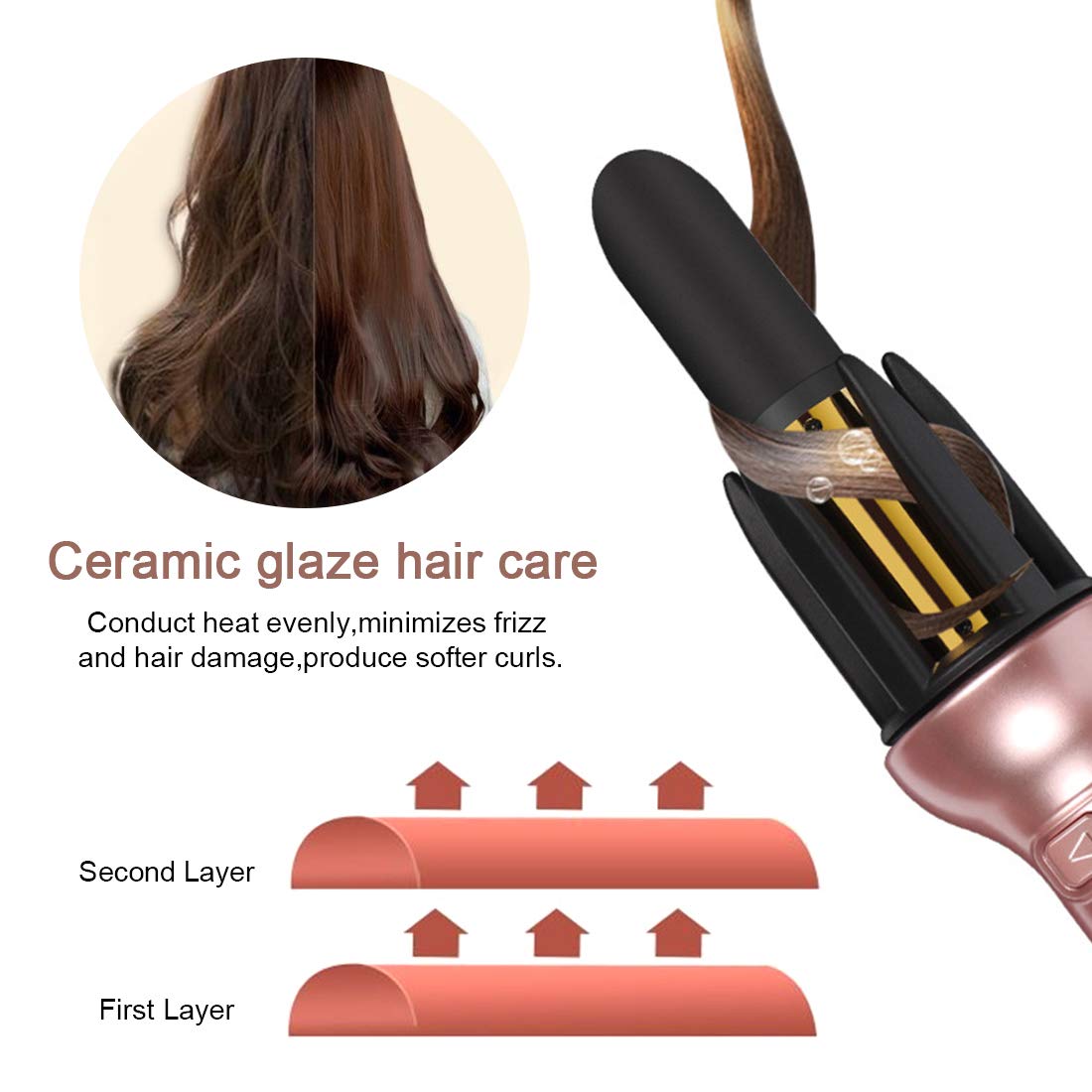 Automatic Hair Curler for Long Hair Auto Curling Iron Spin Curling Wand 360 Rotating Styling Wand 1.1" Ceramic Professional Spiral Beach Waver Iron,Styling Tools & Appliances Mothers Day Gifts: Beauty
