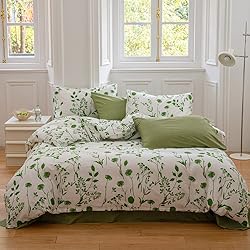 CLOTHKNOW White Green Comforter Set Twin Green