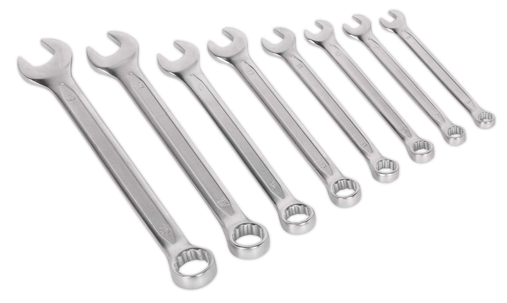 Sealey Ak63252 Combination Spanner Set 8Pc Cold Stamped Metric