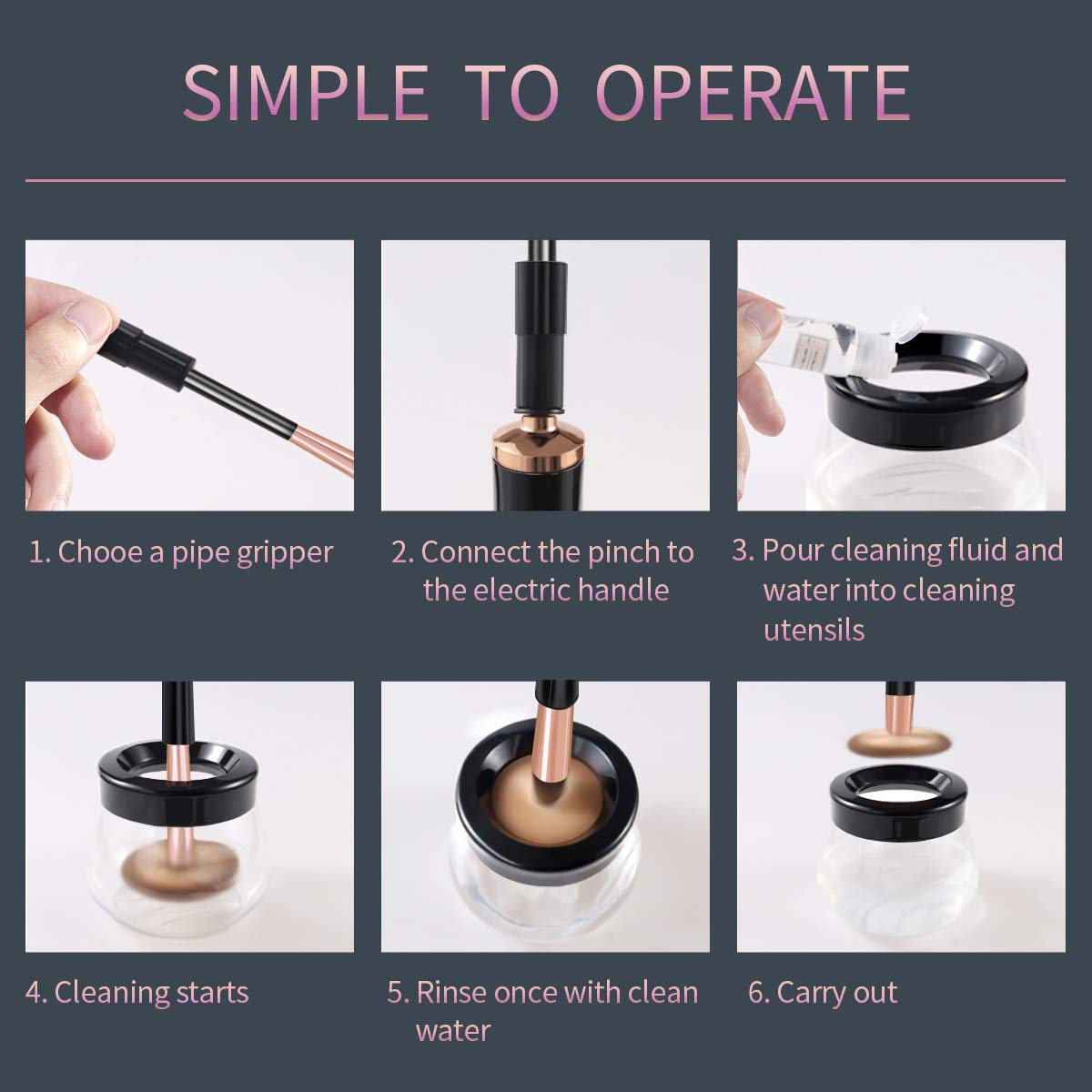 Mymahdi makeup brush cleaner and dryer machine, Electric and Automatic with 8 Collars matching Different Cosmetic Brushes: Beauty