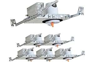 AH Lighting 4 Inch Galvanized Steel Recessed Housing with Junction Box for LED Retrofit Kits, IC Rated and Air Tight, UL Listed - 6 Pack - New Construction Can Lights - for Homeowners, Contractors,