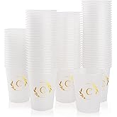 Lingringdcy 100 Monogrammed Cups Disposable Initial Plastic Cup 12 oz Wedding Personalized Cup for Wedding Reception Baby Shower Birthday Party(Letter C)
