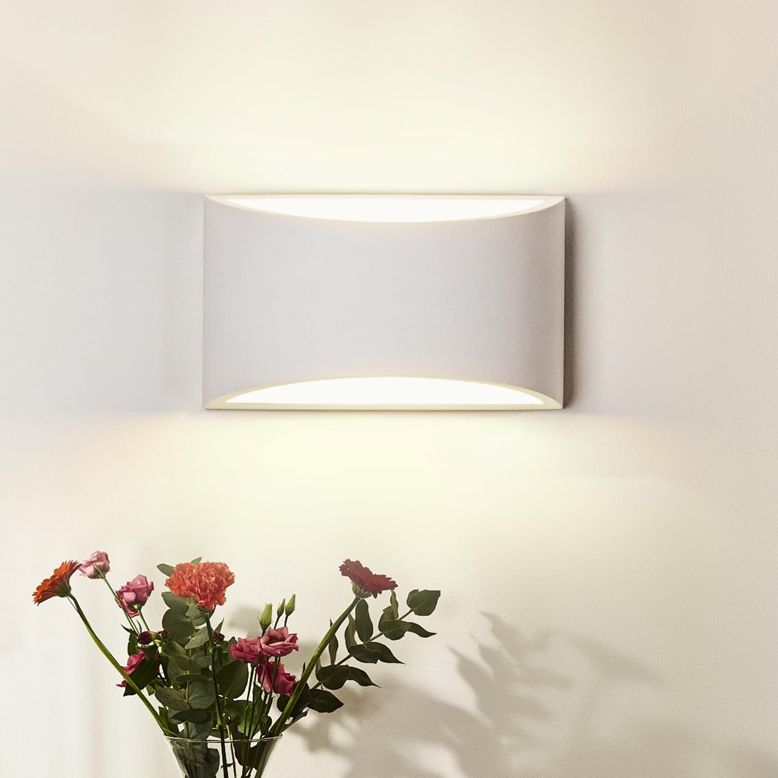 HARPER LIVING Indoor Wall Light, Modern Wall Wash Lighting, G9 Cap Type Up and Down Wall Light, White Ceramic Paintable Shade Wall Sconce Lamp for Living Room, Kitchen, Bedroom, Hallway