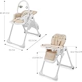 Kinderkraft Tummie 2-in-1 High Chair & Bouncer Beige Birth Fold-Flat view 3