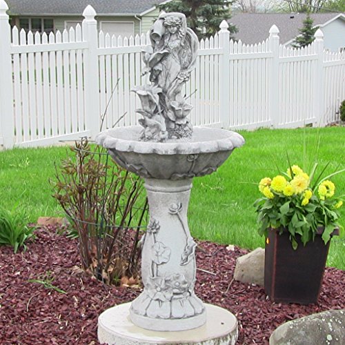 Sunnydaze Fairy Flower Solar Power Outdoor Water Fountain, 42.5 Inch Tall