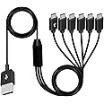 Poyiccot Micro USB Splitter Cable, Multi Micro USB Charging Cable, 6 in 1 Micro USB Charger Cable, USB 2.0 Type A Male to 6 Micro USB Male Y Splitter Charging Cable for Cell Phones and More 5ft