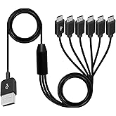 Poyiccot Micro USB Splitter Cable, 6 in 1 Multi Charging Cable, USB 2.0 Type A Male to 6 Micro USB Male Y Splitter Charging C