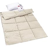 ZPECC Toddler Down Alternative Comforter, 39x47 Hypoallergenic Baby Blanket Quilt, Soft Breathable Lightweight All Season Kids Duvet Insert for Crib Stroller Cot Daycare, Cream Stripe