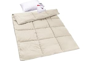 ZPECC Toddler Down Alternative Comforter, 39x47 Hypoallergenic Baby Blanket Quilt, Soft Breathable Lightweight All Season Kids Duvet Insert for Crib Stroller Cot Daycare, Cream Stripe