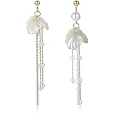 Kruckel Lightweight Pearl Earrings for Women - Elegant Gold Dangling Earrings for Womens – Hypoallergenic Large Pearl Drop Earrings Jewelry for Brides, Office, and Special Occasions Gift for Your Beloved