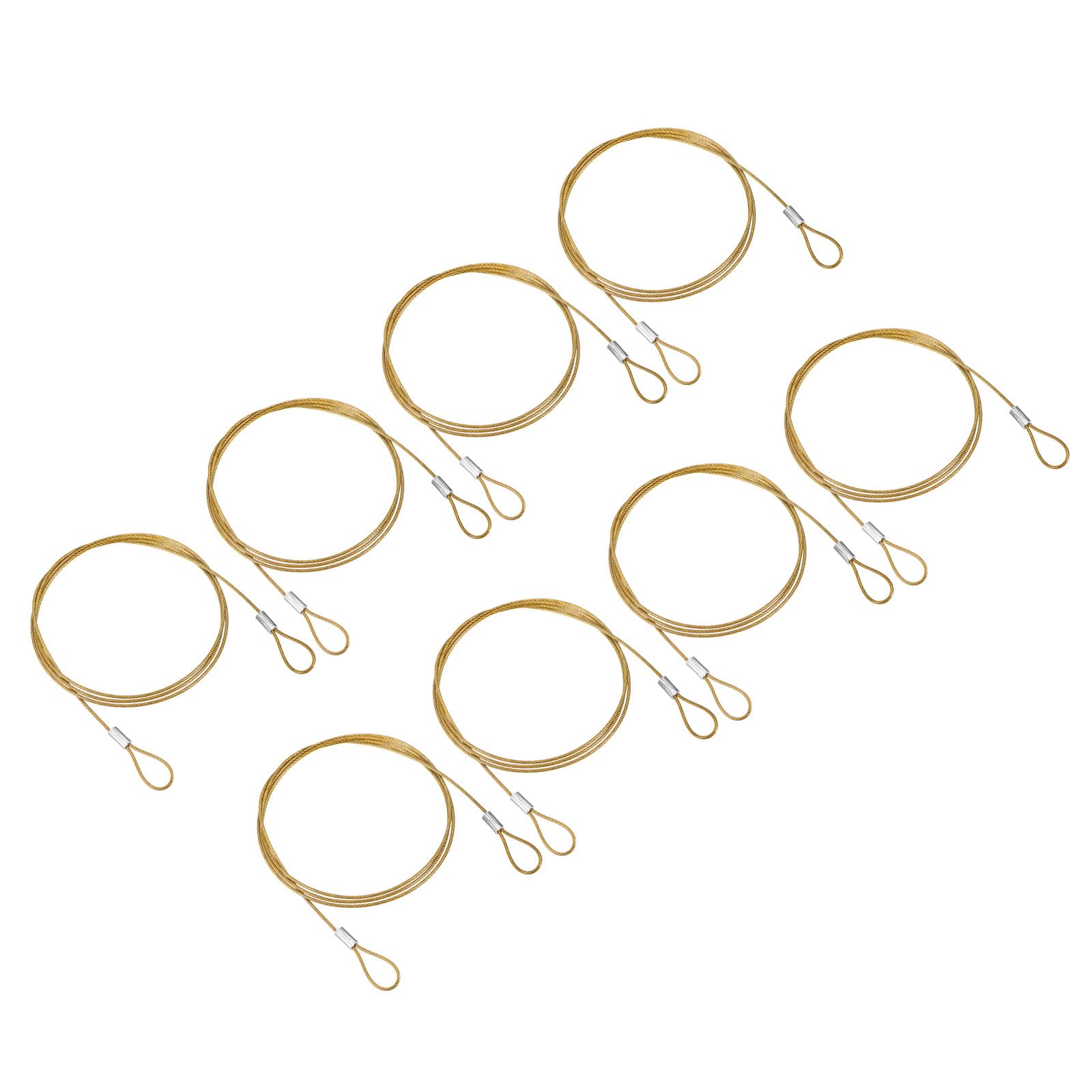 PATIKIL 3.3Ft Safety Cable Lock, 8 Pack Stainless Steel 1.5mm Dia Security Wire Rope with Double Loop for Stage Lighting Luggage Lock Yellow