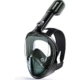 Greatever G1 Full Face Snorkel Mask Snorkeling Gear for Adults Anit-Leak | Latest Dry Top Breathing System,Panoramic 180&deg; View,Anti-Fog &amp; Anti-Leak &amp; Travel Mesh Bag, for Man Women Youth