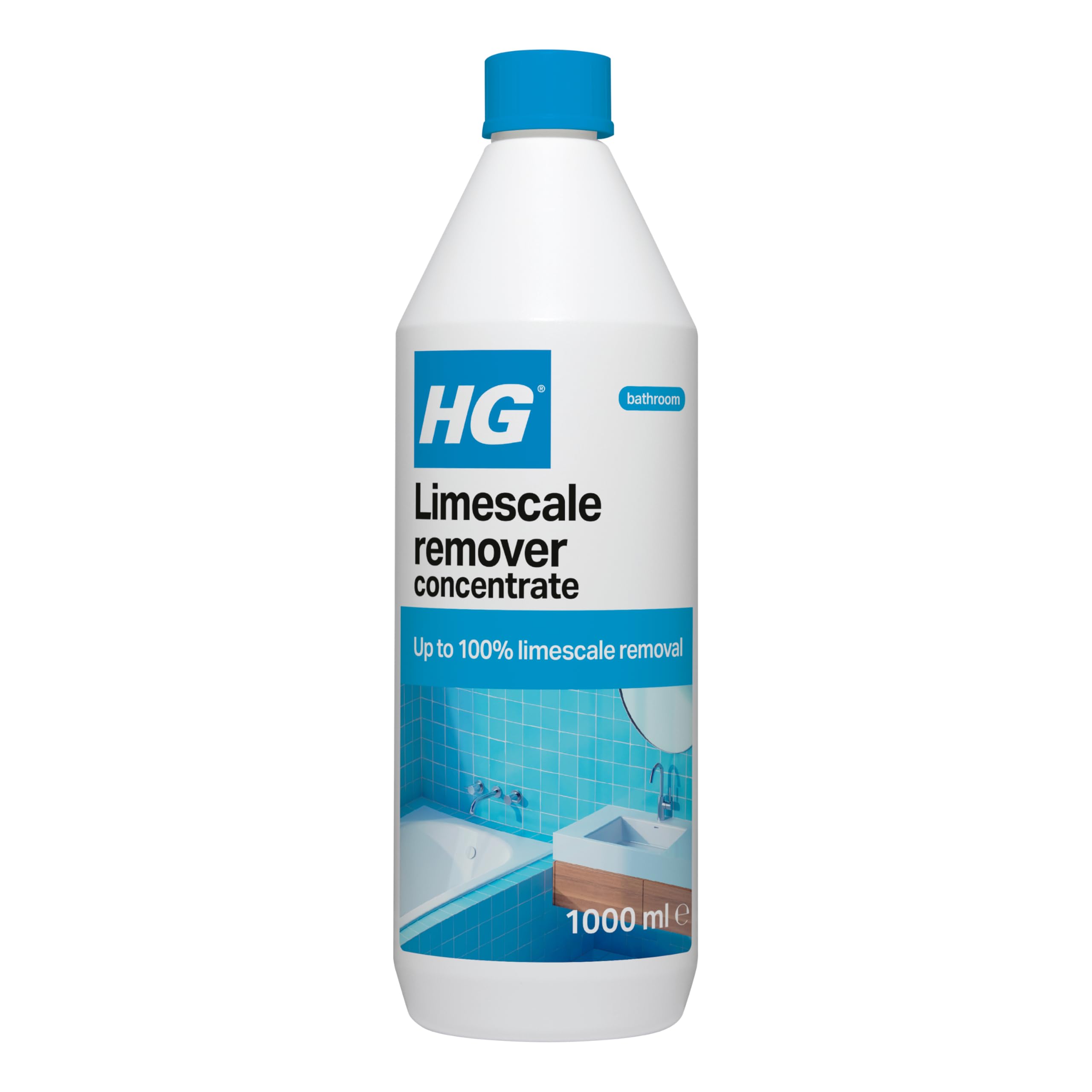 HG Limescale Remover Concentrate - Powerful Bathroom Limescale Cleaner - Multi Surface Descaler for Taps, Toilets, Shower Heads, Baths & Screens - 1L