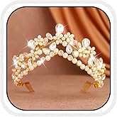 Yean Gold Crowns Crystal Wedding Crowns Tiaras Pearl Flower Headwear Hair Accessories for Women and Girls