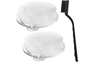 QWQKEFEUN Flower Frog,ikebana2 Exquisite Clear Plastic Three-Suction-Cup Flower Arrangement Holder＋Cleaning Brush，Used forflower Frogs for Arrangements vase 70mm / 2.76 Inch (White) (2PCS)