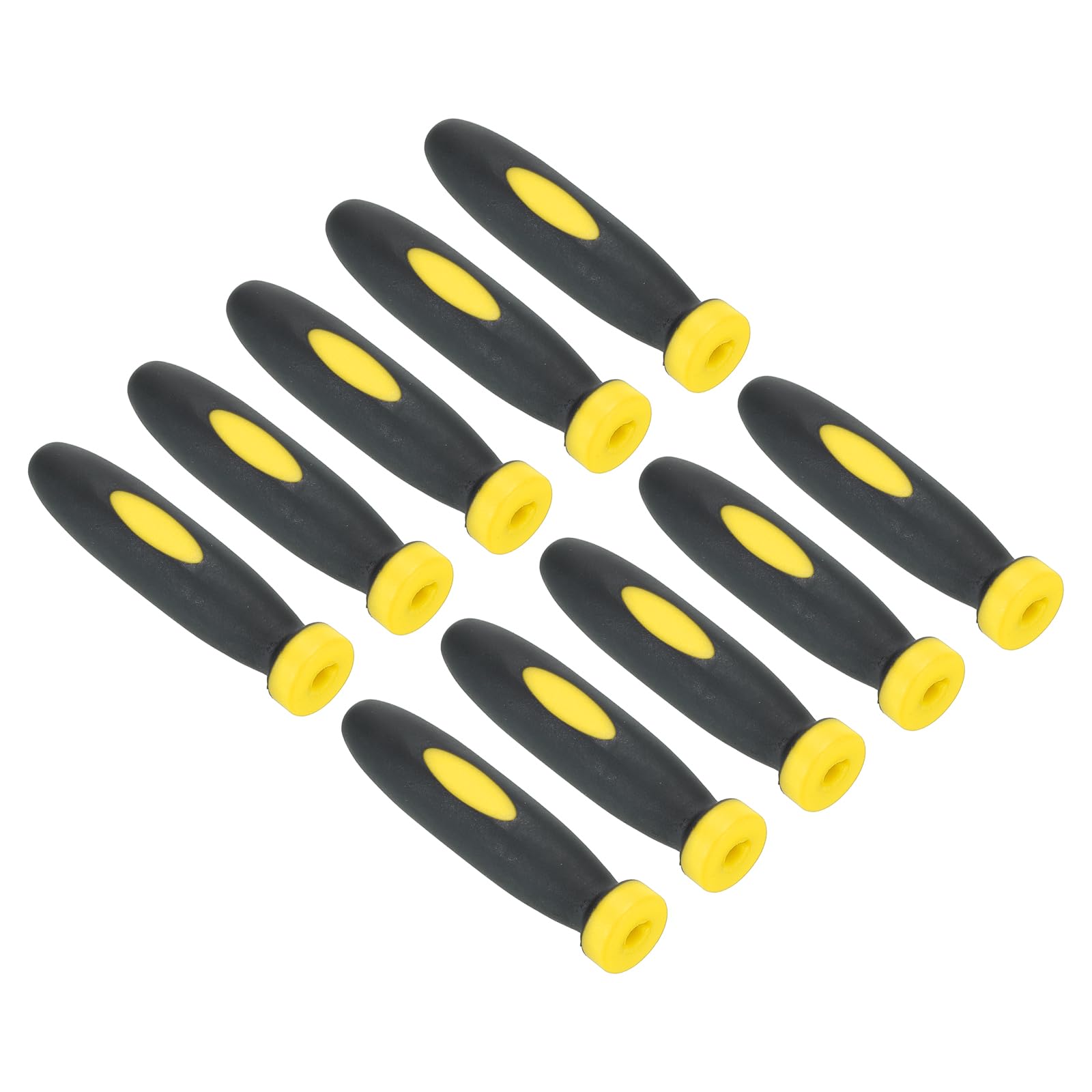PATIKIL 2 Inch Rubber File Handle, 10 Pack File Cutting Tool File Handle Replacement Accessories for 0.12" Diameter File, Black Yellow