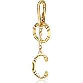 MYCUTEY Gold Initial Keychain For Women Cute Bubble Letter Keychains Initial Bag Charm Personalized Keychain Accessories Gift