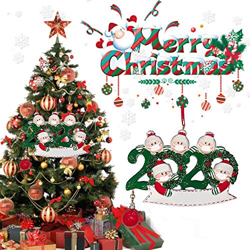 EKUPUZ 2020 Personalized Christmas Hanging Ornaments,with Mask Writable Ornaments Snowman Christmas Decorating Kit Creative Gift DIY Name, Family Ornament Christmas Decorations